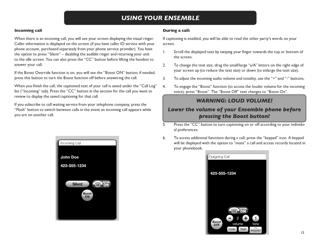 Clarity M175C manual Incoming call, During a call 