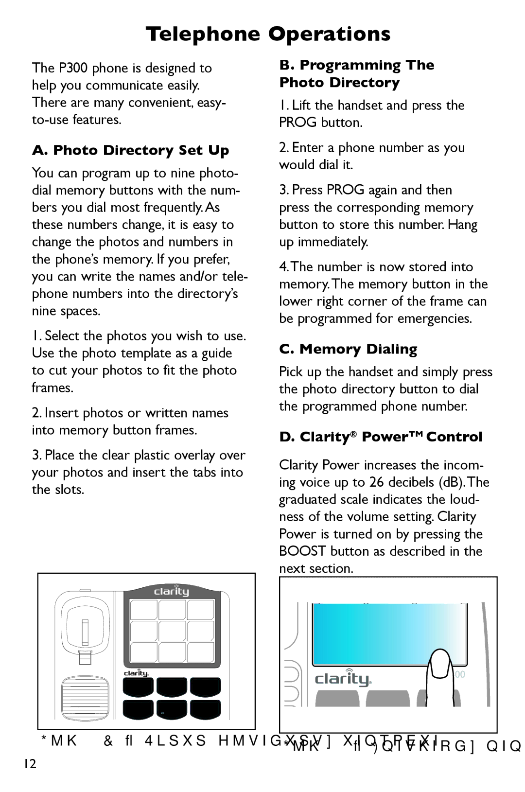 Clarity P300 manual Telephone Operations, Photo Directory Set Up, Programming Photo Directory, Memory Dialing 