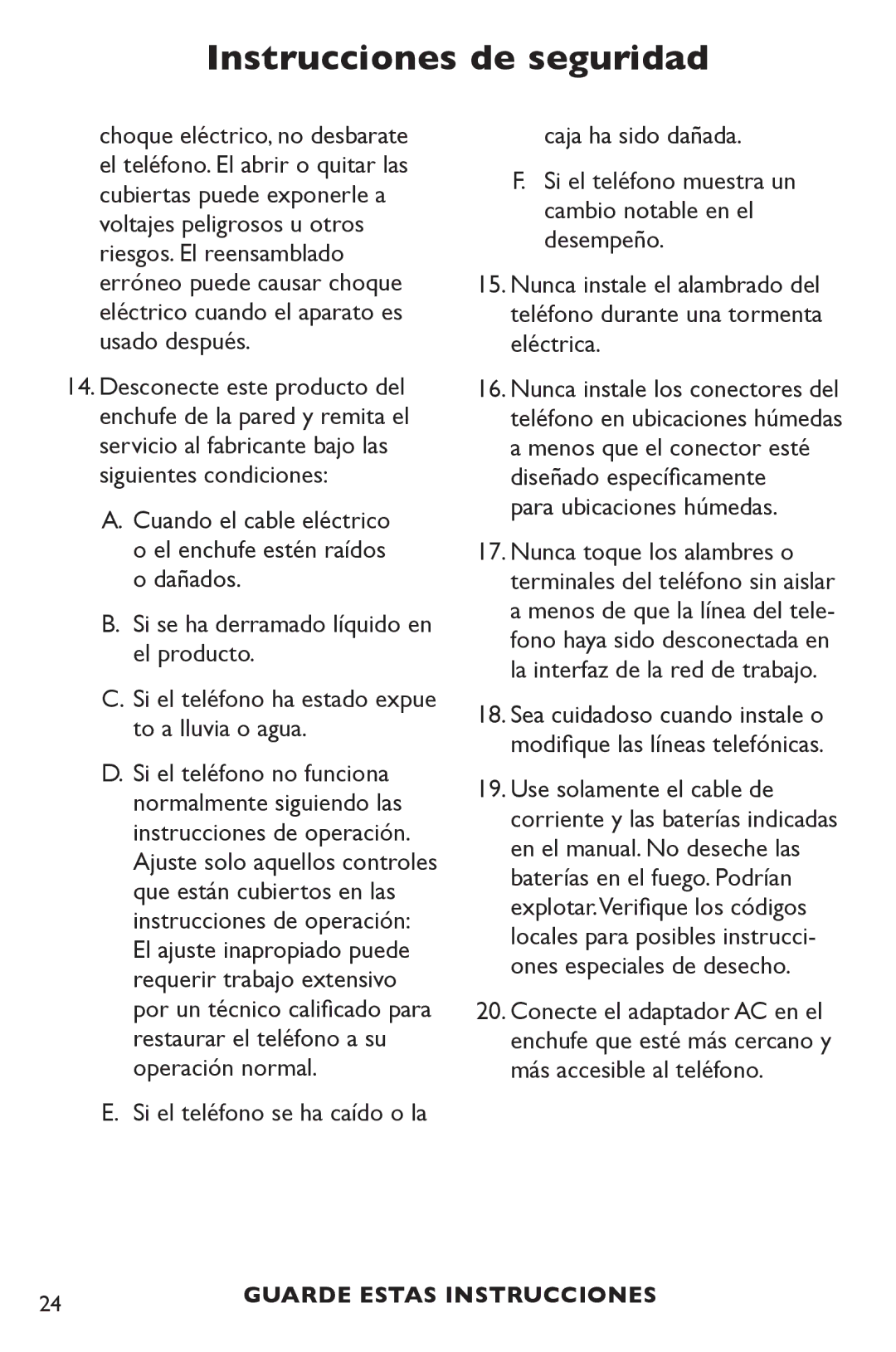 Clarity P300 manual Para ubicaciones húmedas 