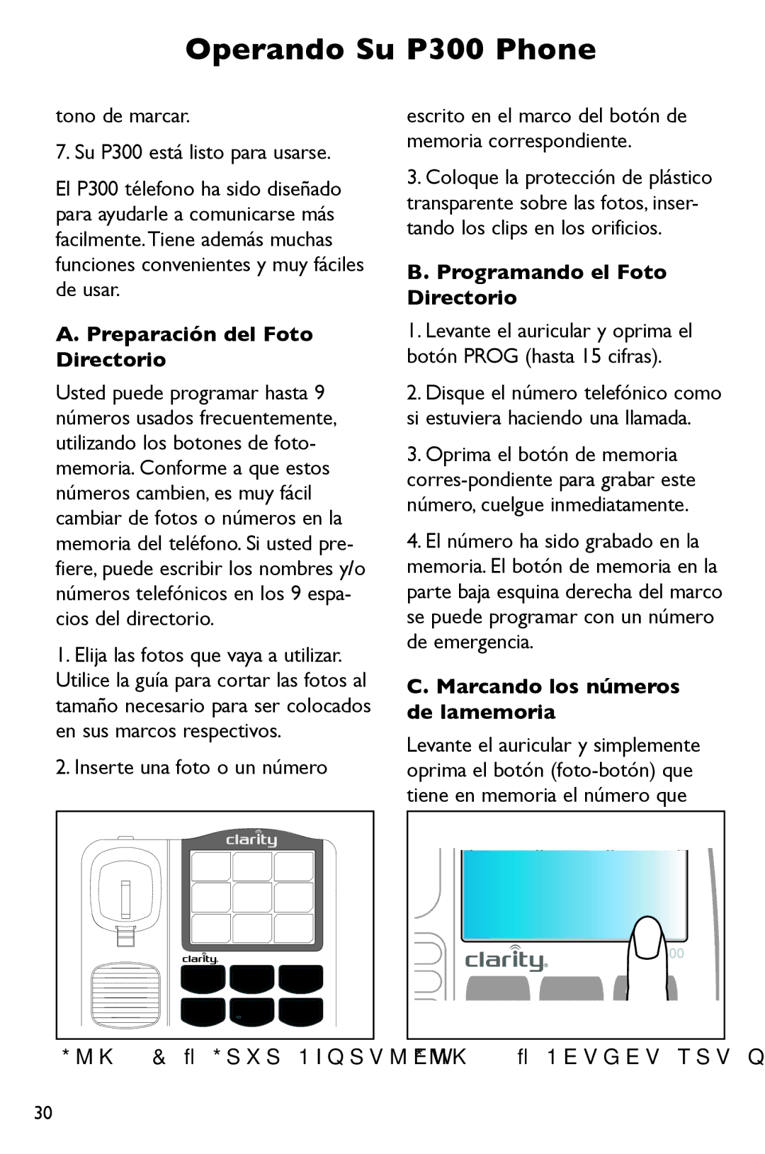 Clarity manual Operando Su P300 Phone, Preparación del Foto Directorio, Programando el Foto Directorio 