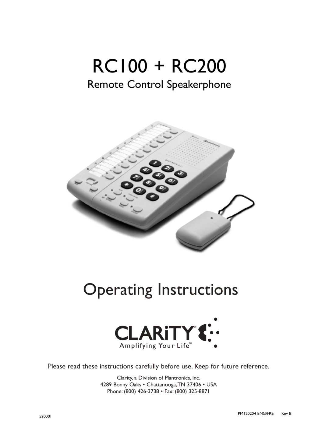 Clarity operating instructions RC100 + RC200 