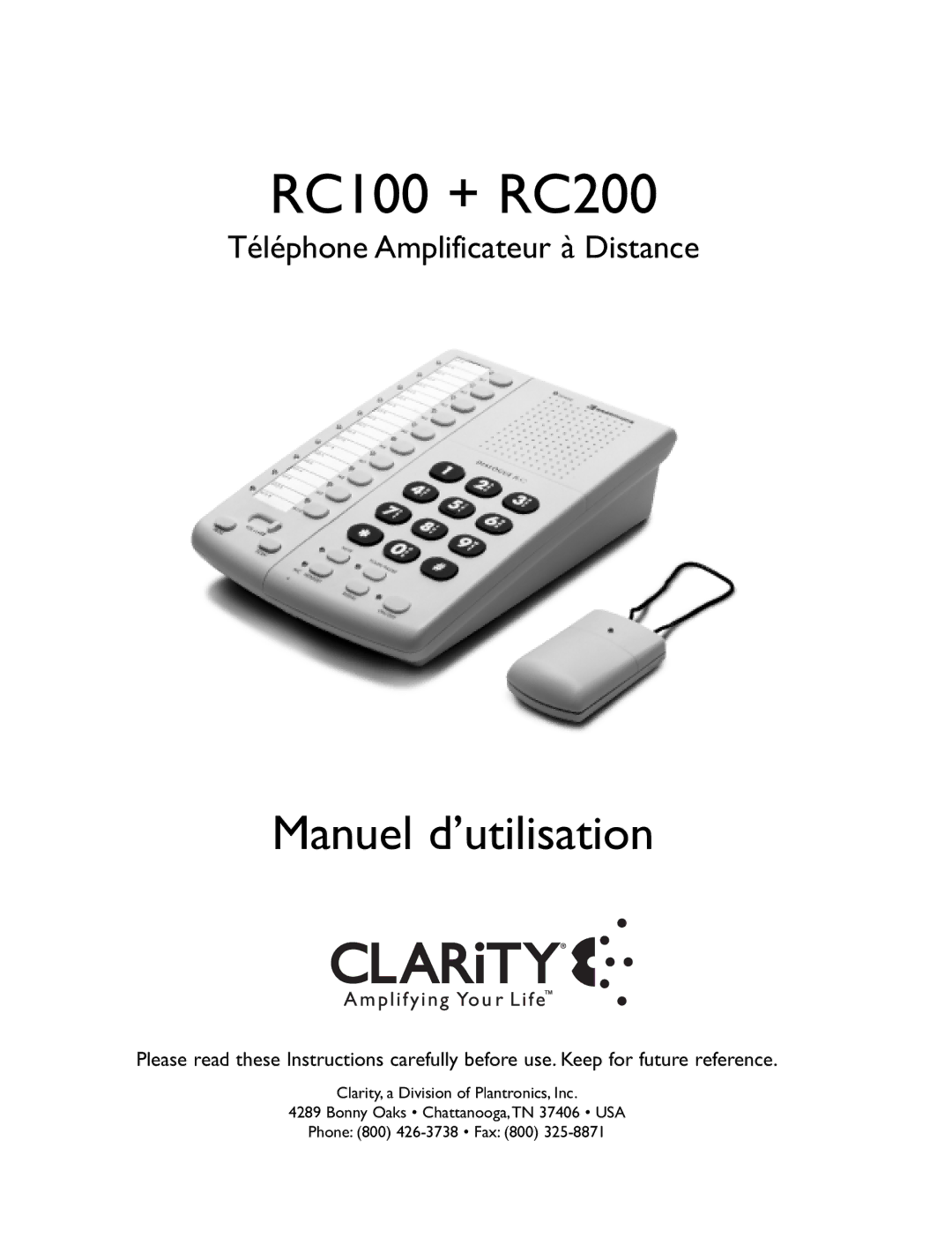 Clarity RC100, RC200 operating instructions Manuel d’utilisation 