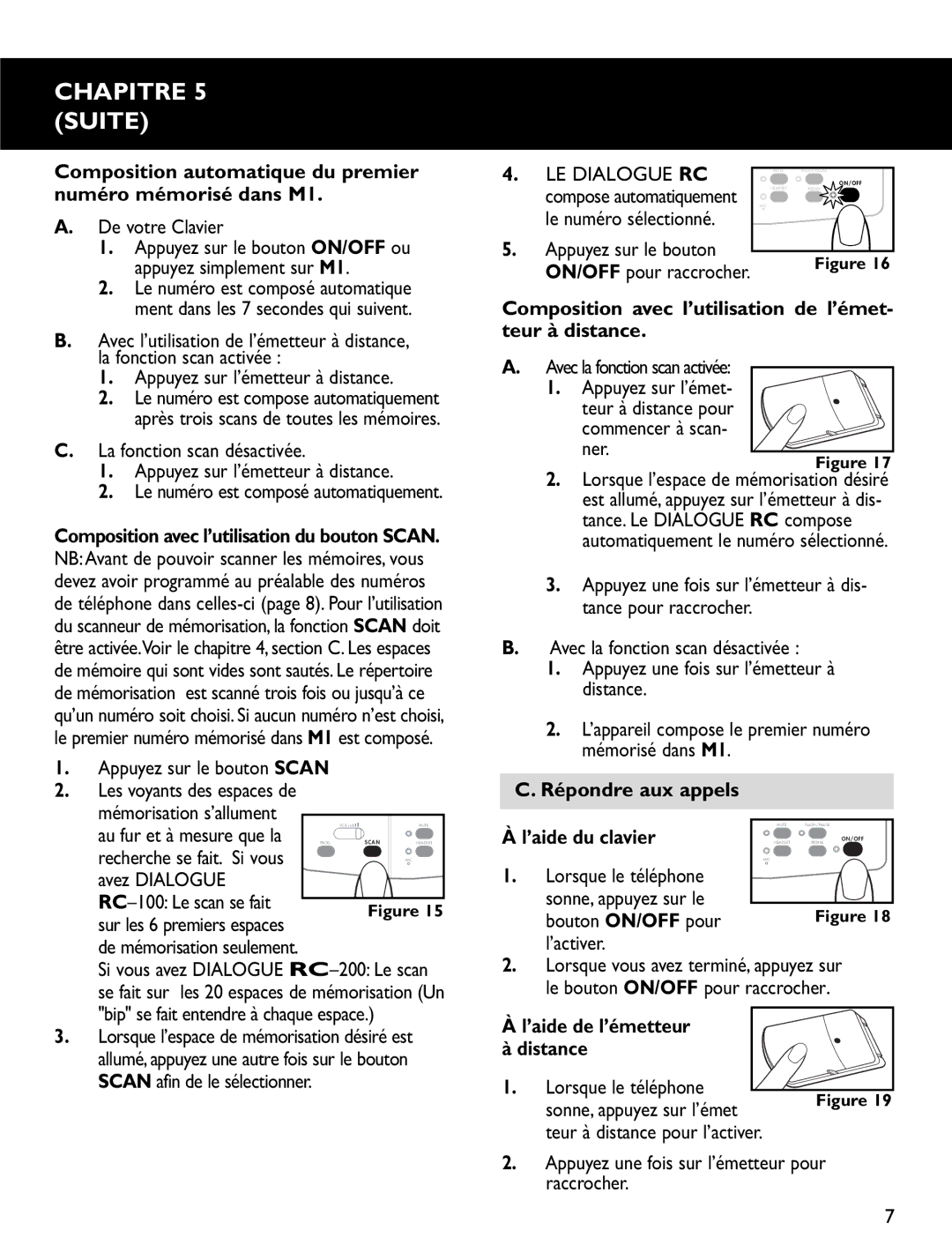 Clarity RC100, RC200 operating instructions Chapitre 5 Suite 