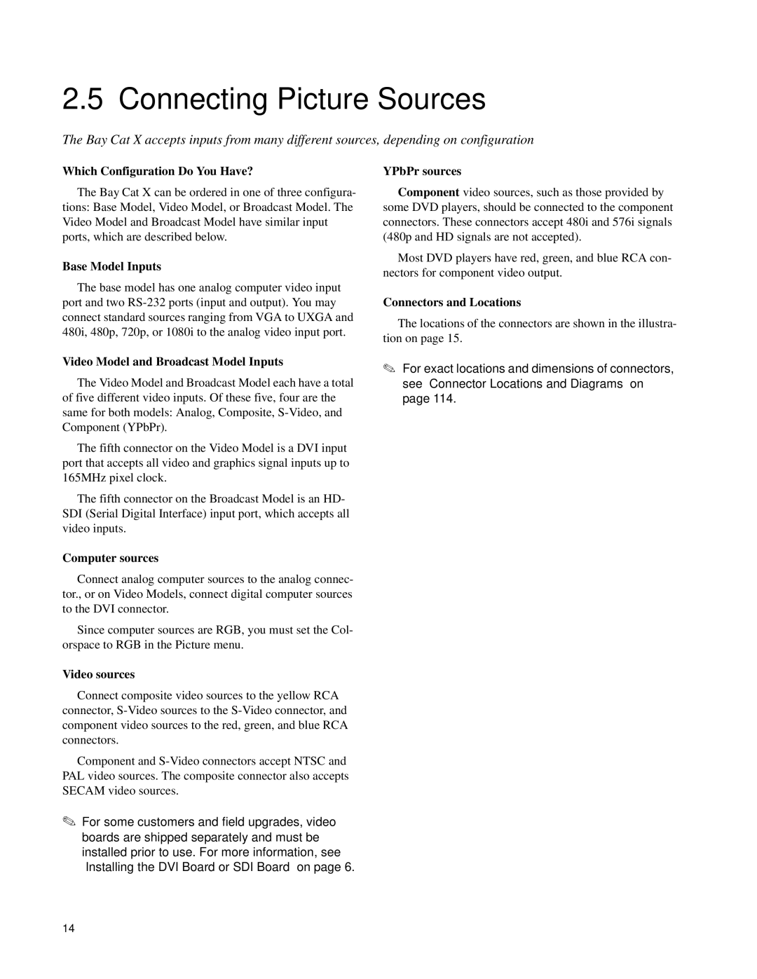 Clarity SN-4620-1080 manual Connecting Picture Sources 