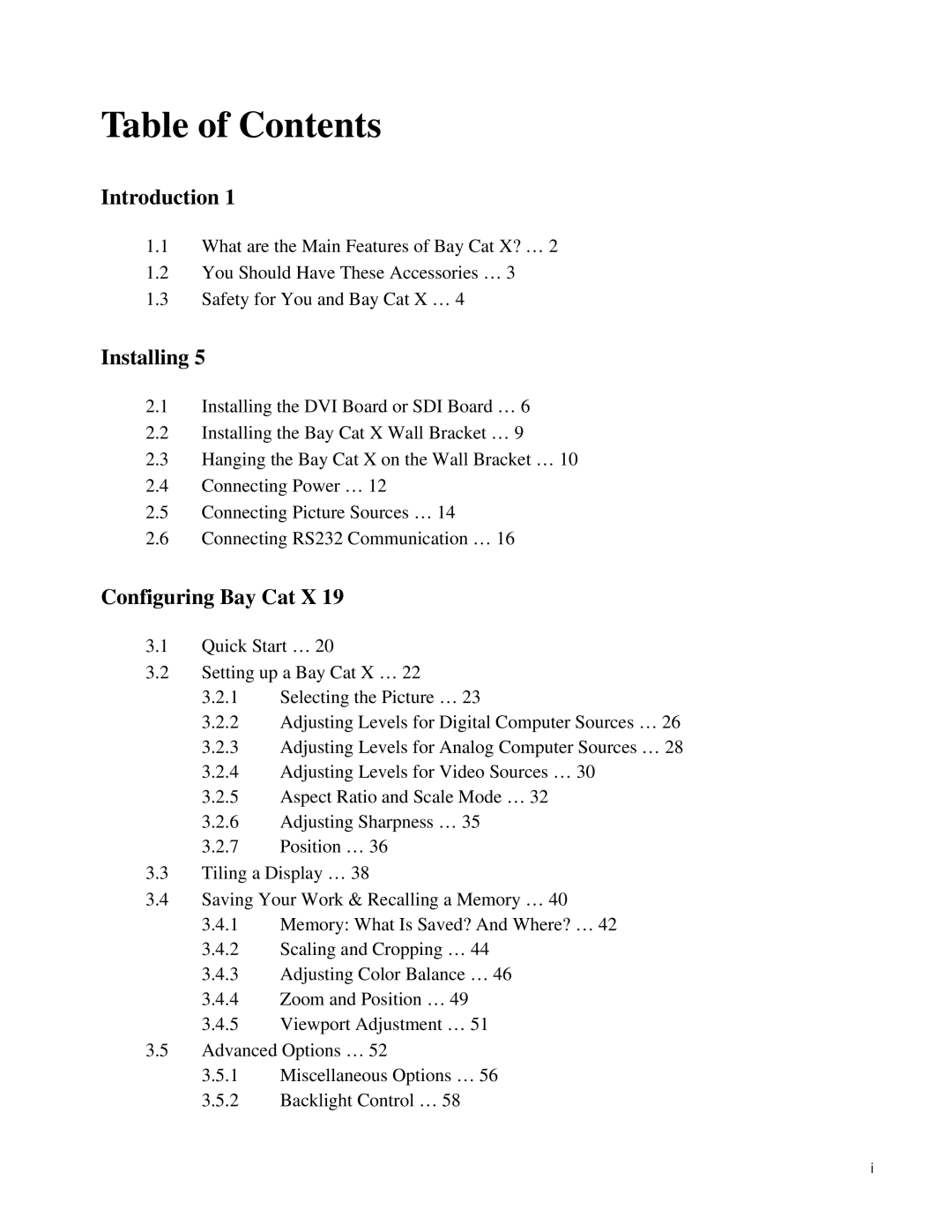 Clarity SN-4620-1080 manual Table of Contents 