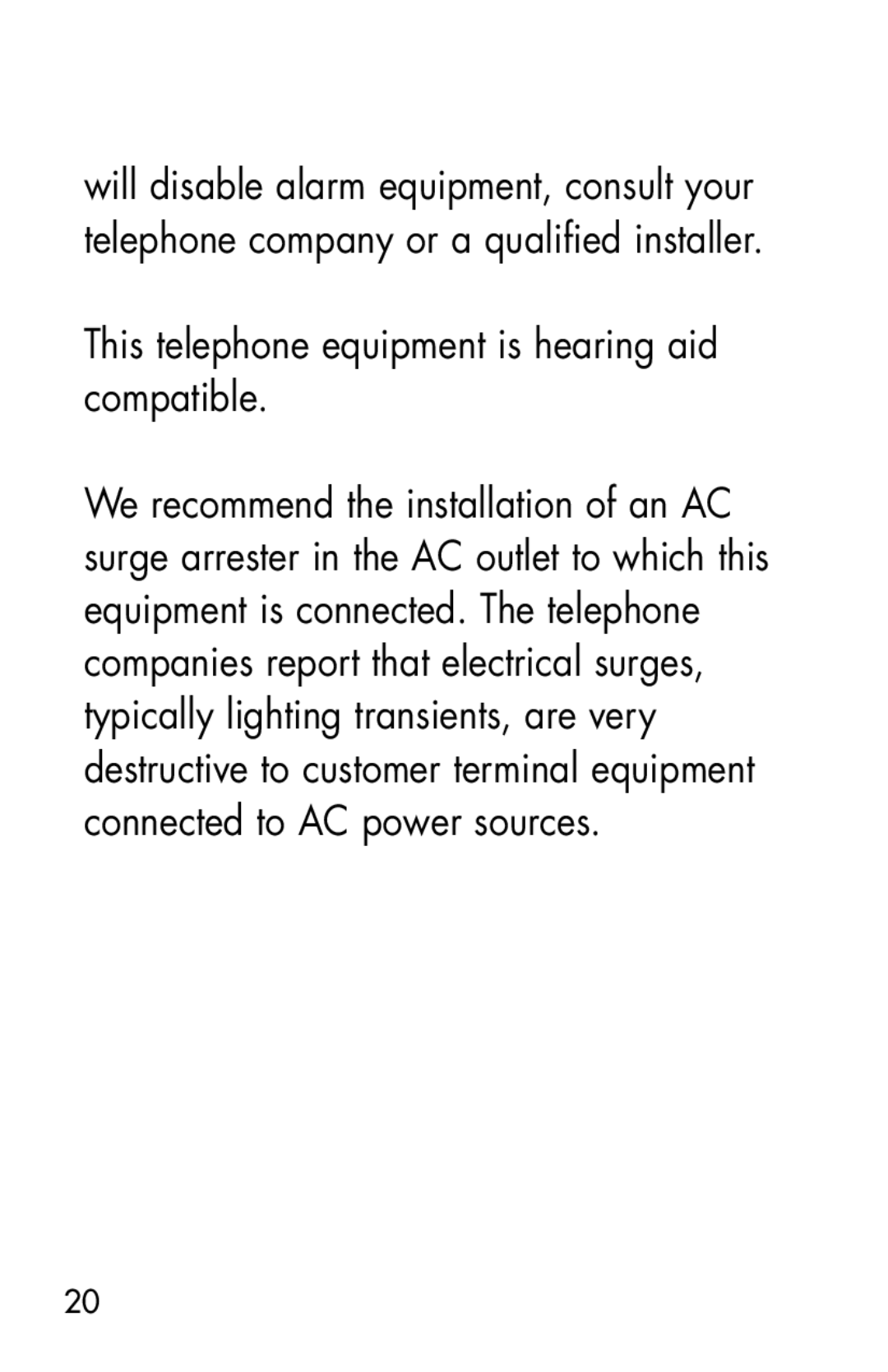 Clarity SR100 manual This telephone equipment is hearing aid compatible, 20xxx 