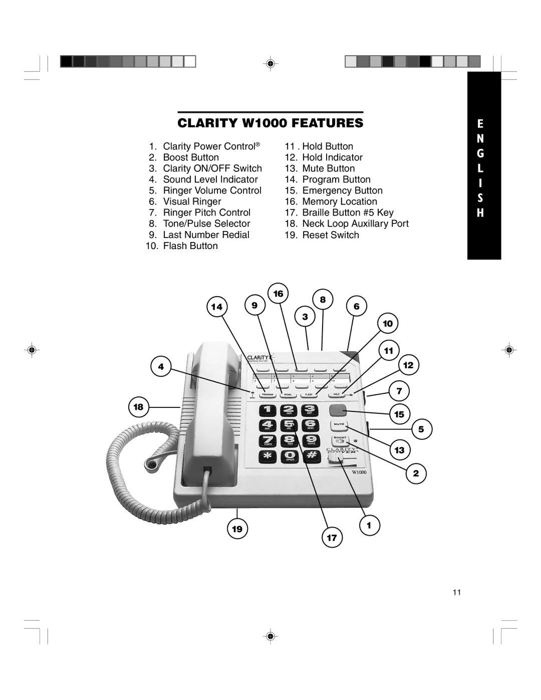 Clarity TELEPHONE W1000 manual Clarity W1000 Features 