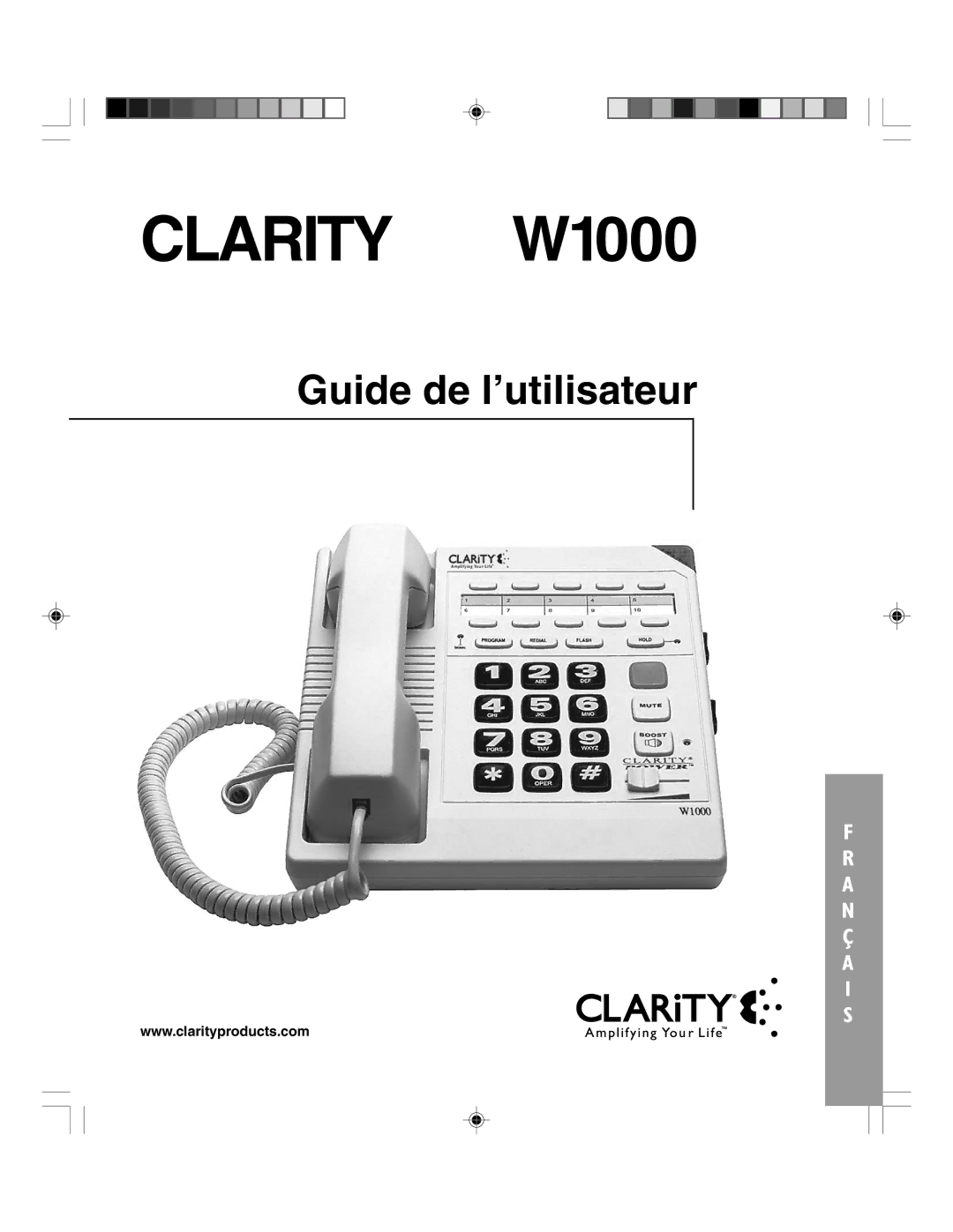 Clarity TELEPHONE W1000 manual Guide de l’utilisateur 