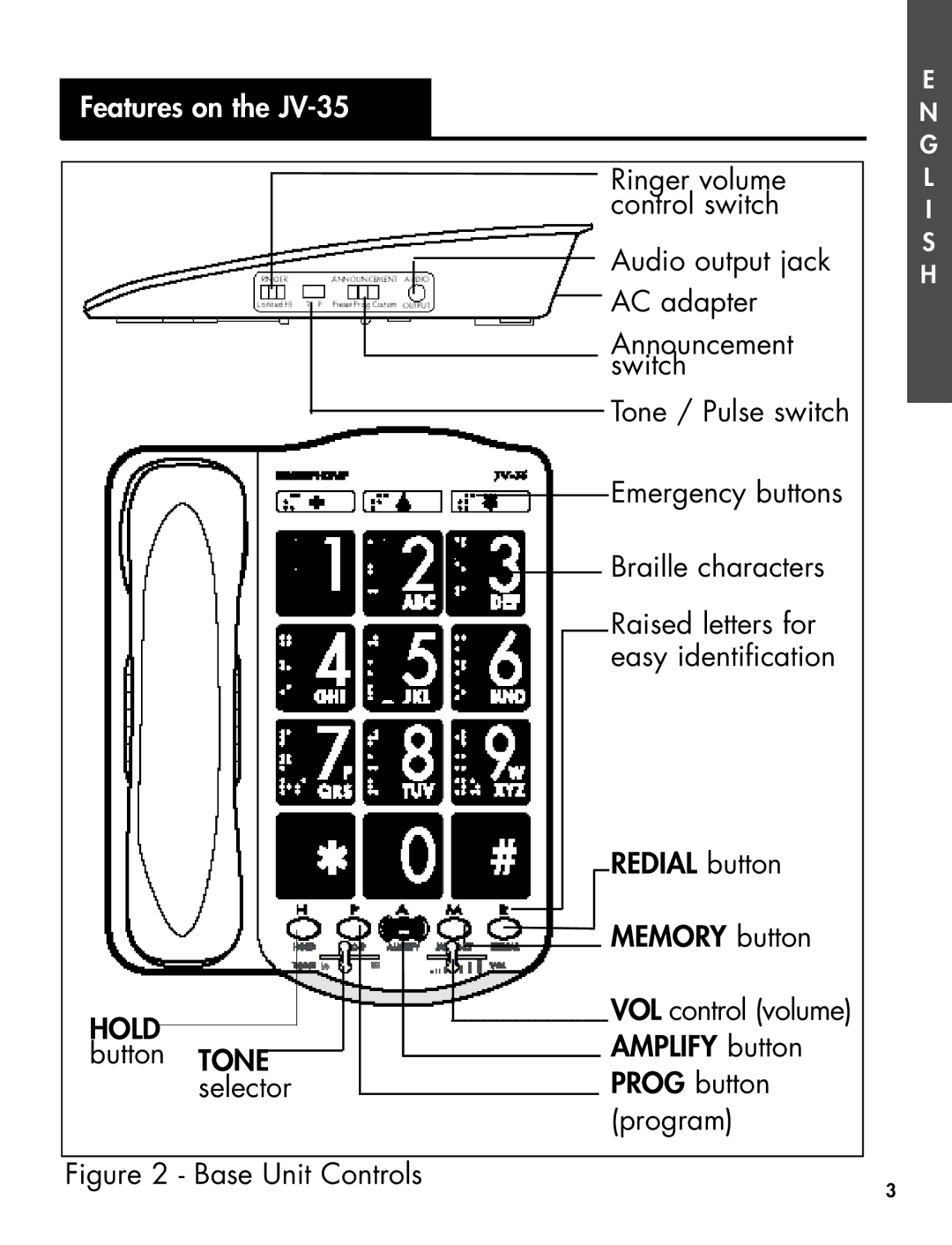 Clarity Telephone manual Features on the JV-35, Hold 