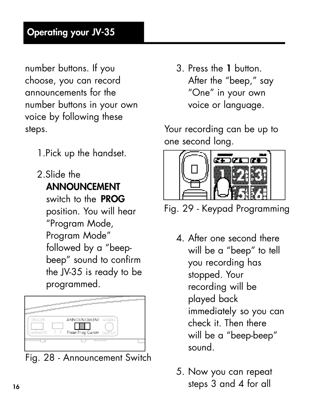 Clarity Telephone manual Operating your JV-35 