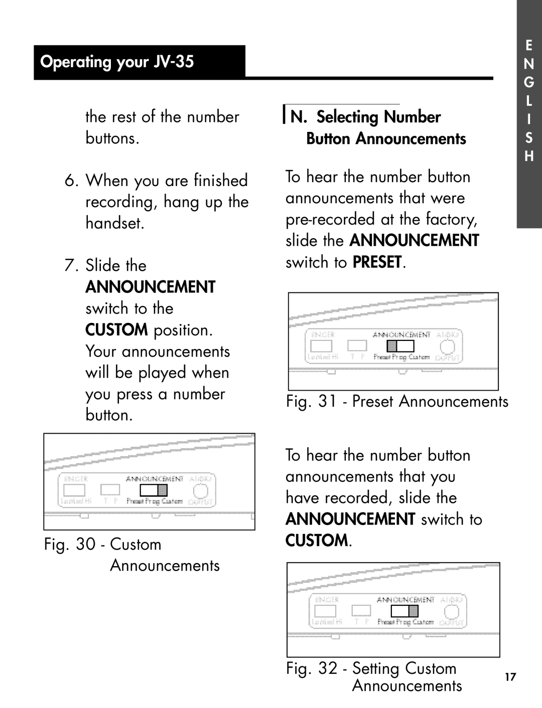 Clarity Telephone manual Selecting Number, Button Announcements 