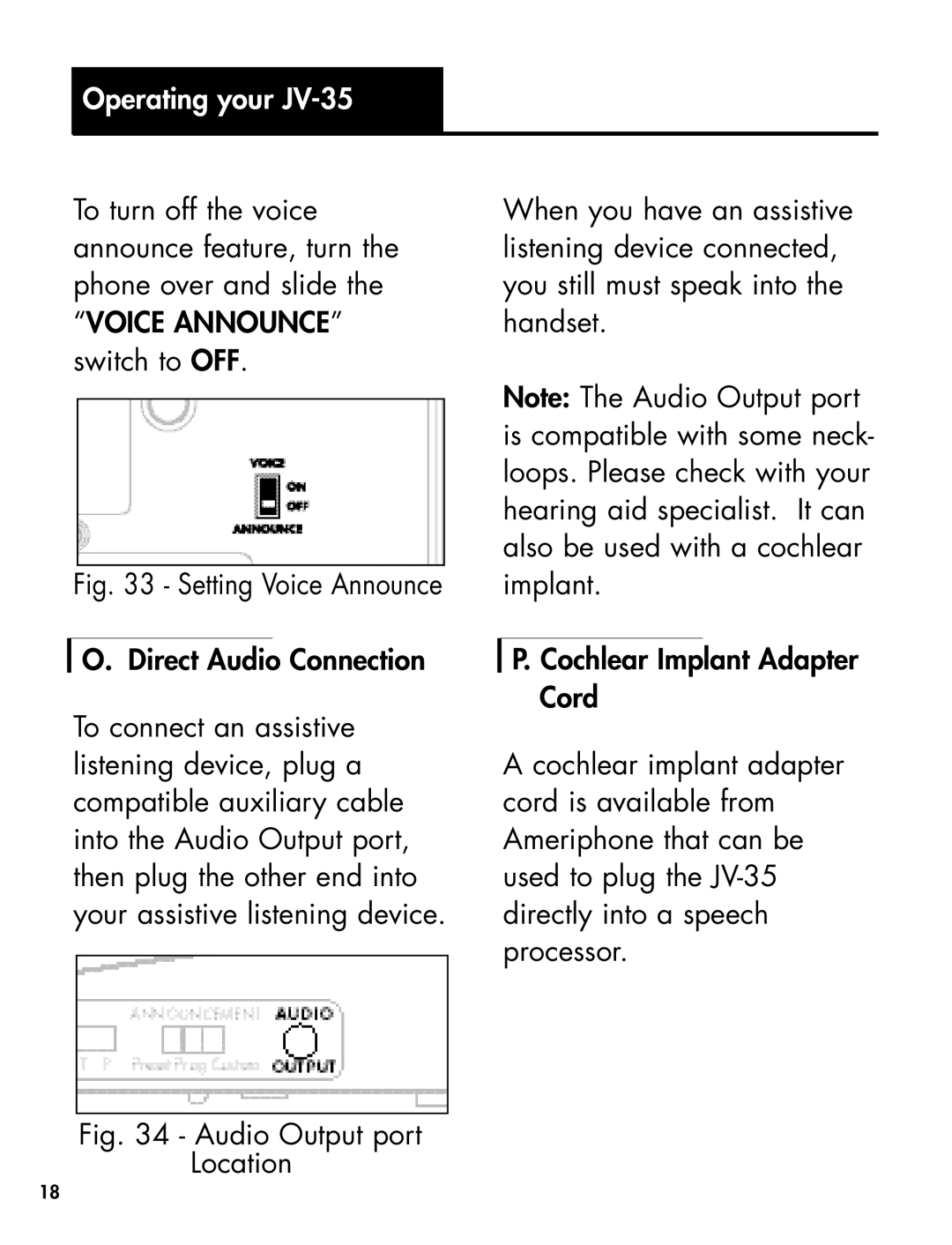 Clarity Telephone manual Setting Voice Announce Direct Audio Connection 