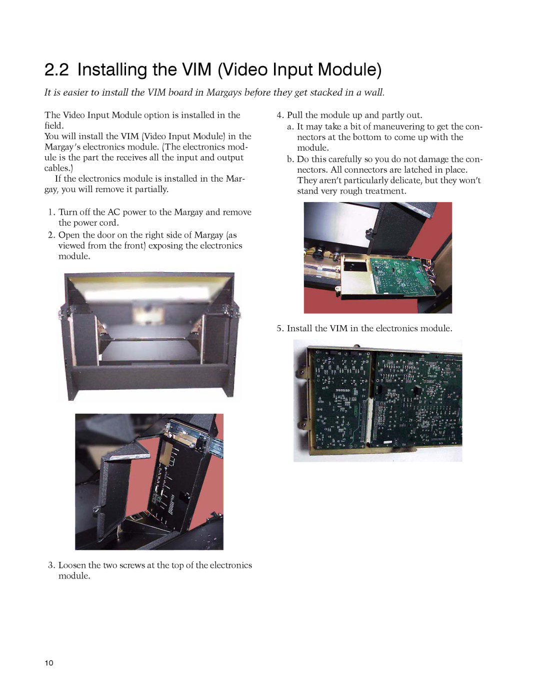 Clarity WN-5040-720 manual Installing the VIM Video Input Module 