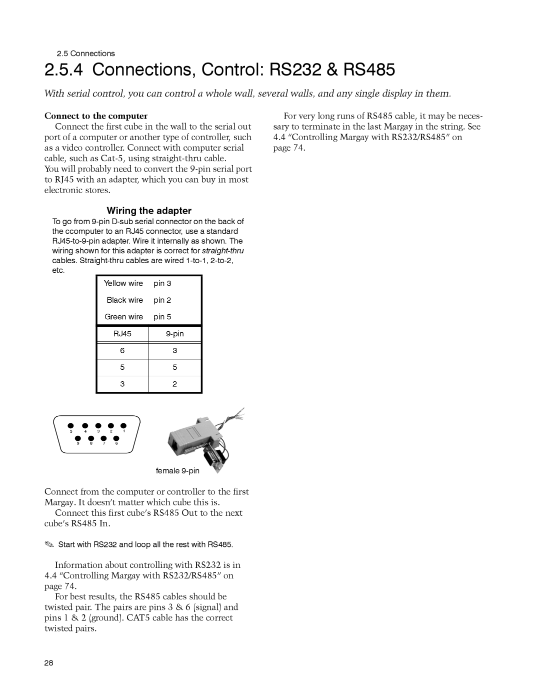 Clarity WN-5040-720 manual Connections, Control RS232 & RS485, Connect to the computer 