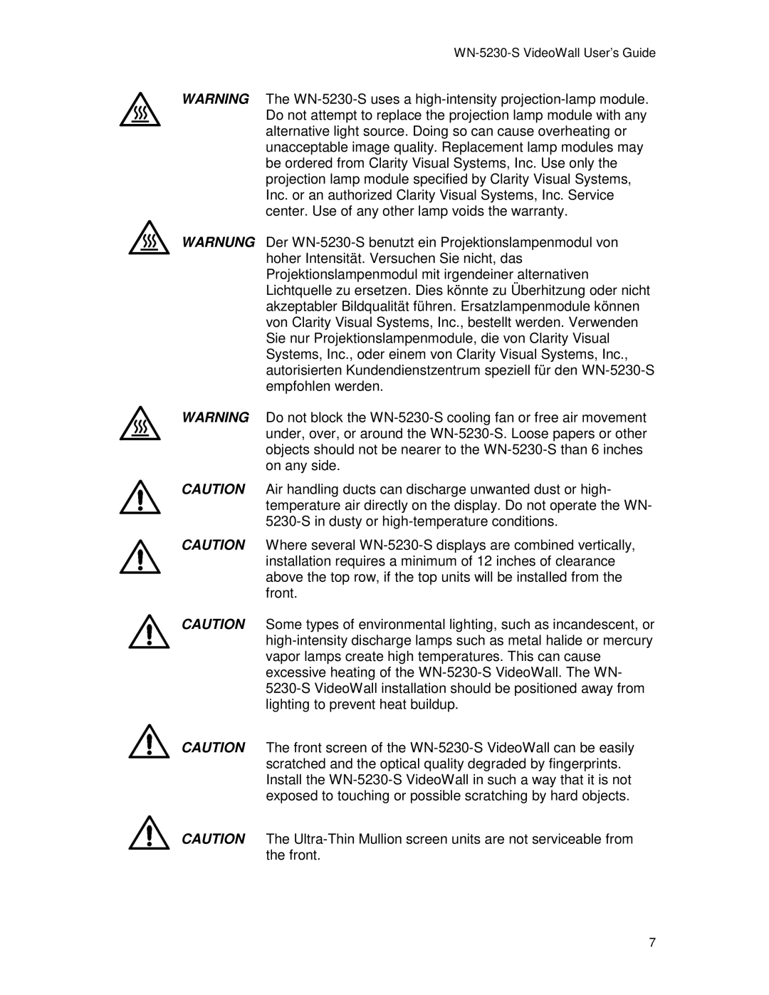 Clarity WN=5230-S manual WN-5230-S VideoWall User’s Guide 