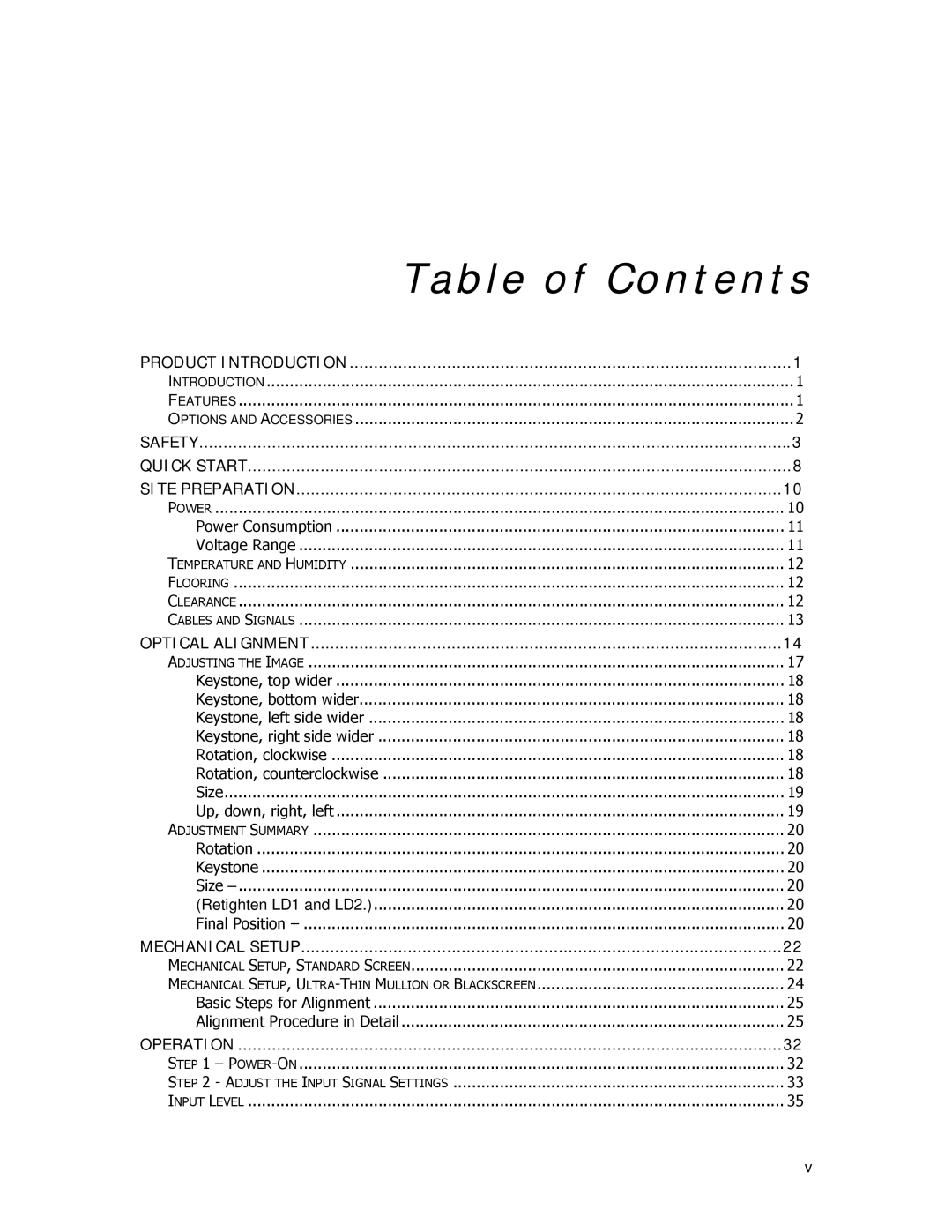 Clarity WN=5230-S manual Table of Contents 