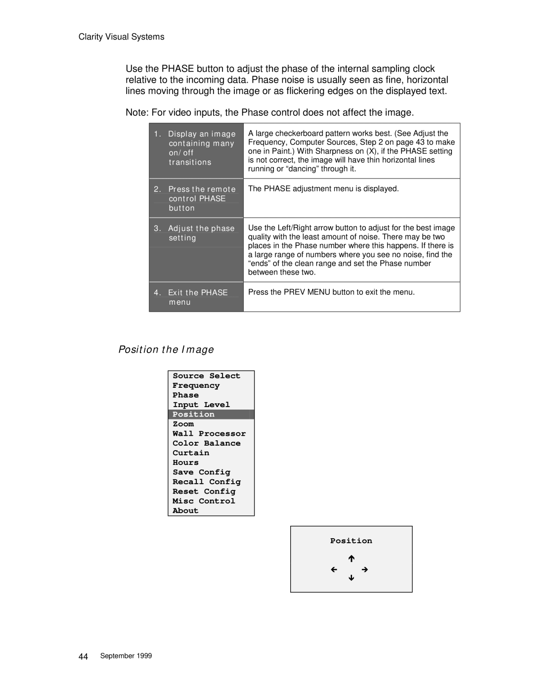 Clarity WN=5230-S manual Position the Image 