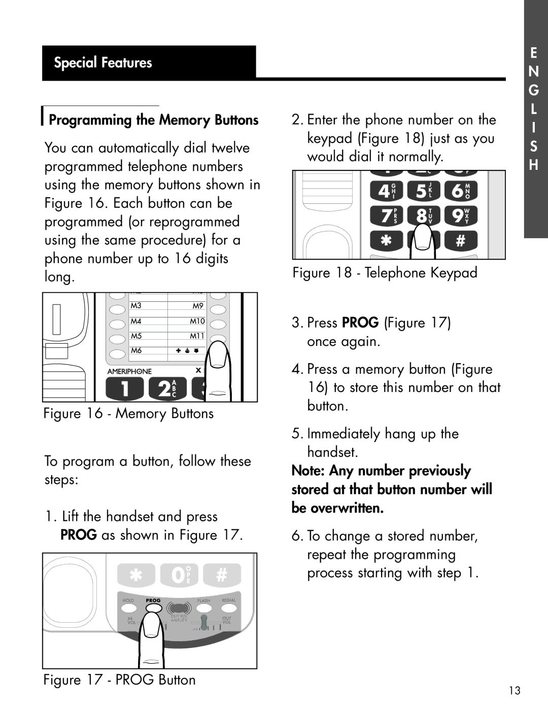 Clarity XL-25S manual Special Features, Prog Button 