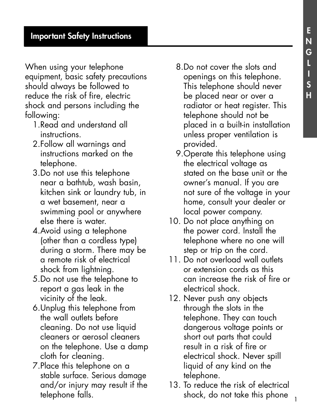 Clarity XL-25S manual Important Safety Instructions 