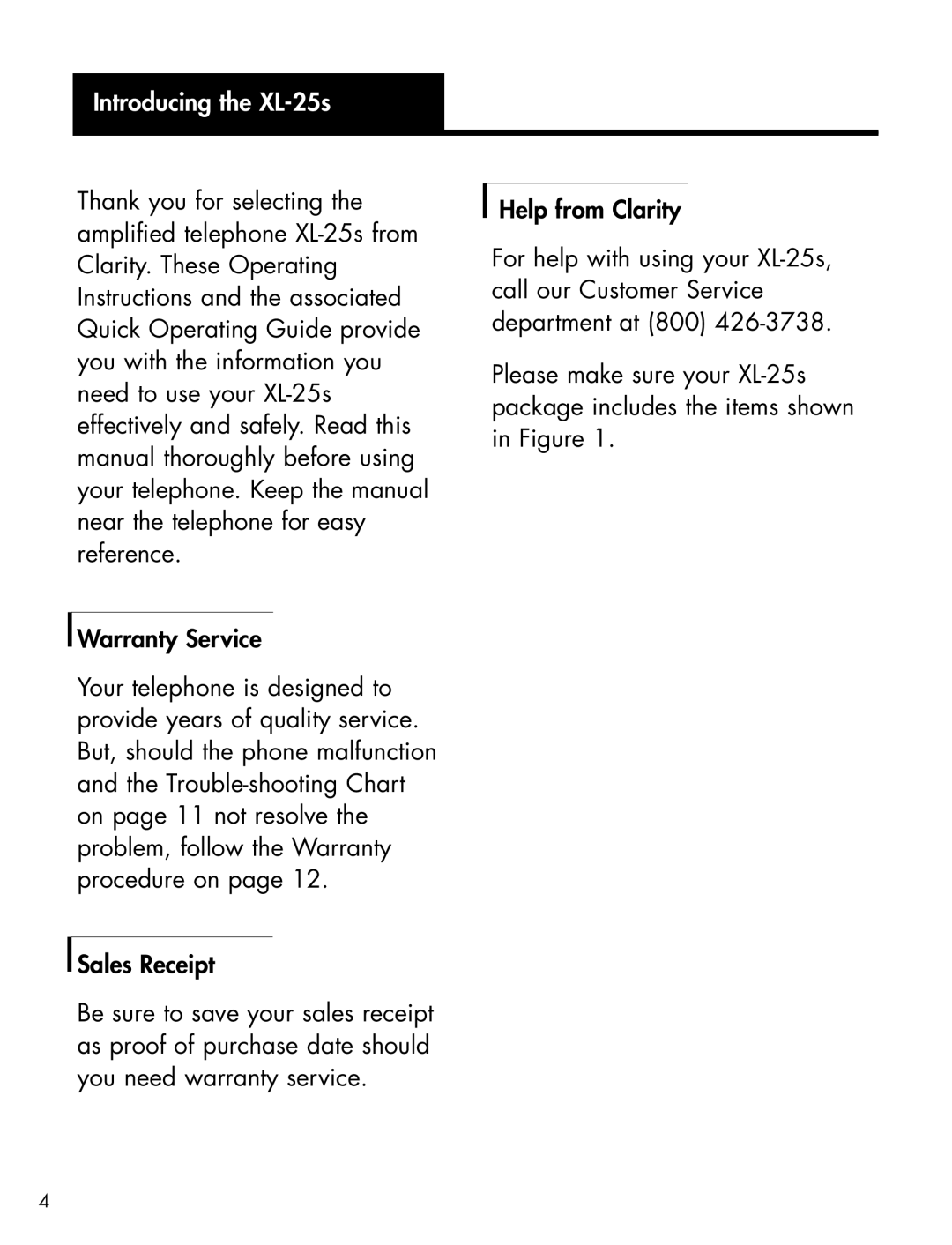 Clarity XL-25S manual Introducing the XL-25s 