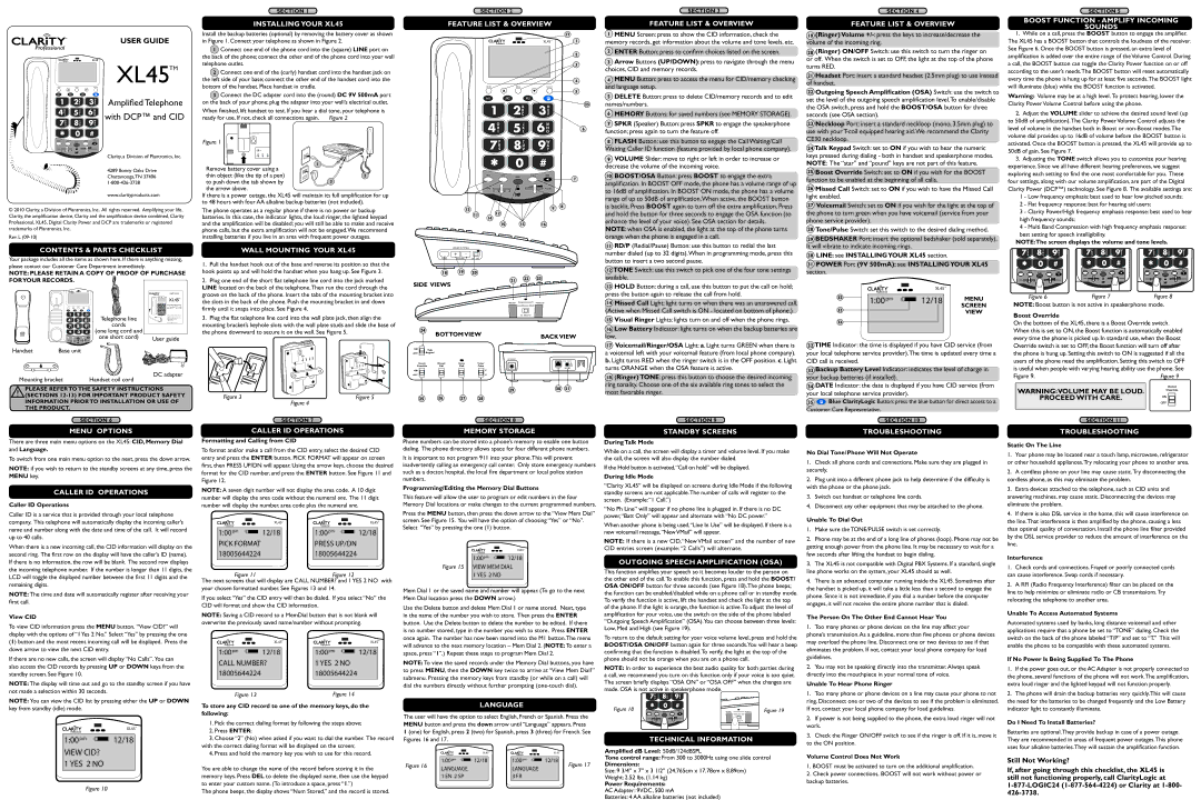 Clarity XL45 dimensions Amplified Telephone with DCP and CID, 100 pm 12/18, YES 2 no 