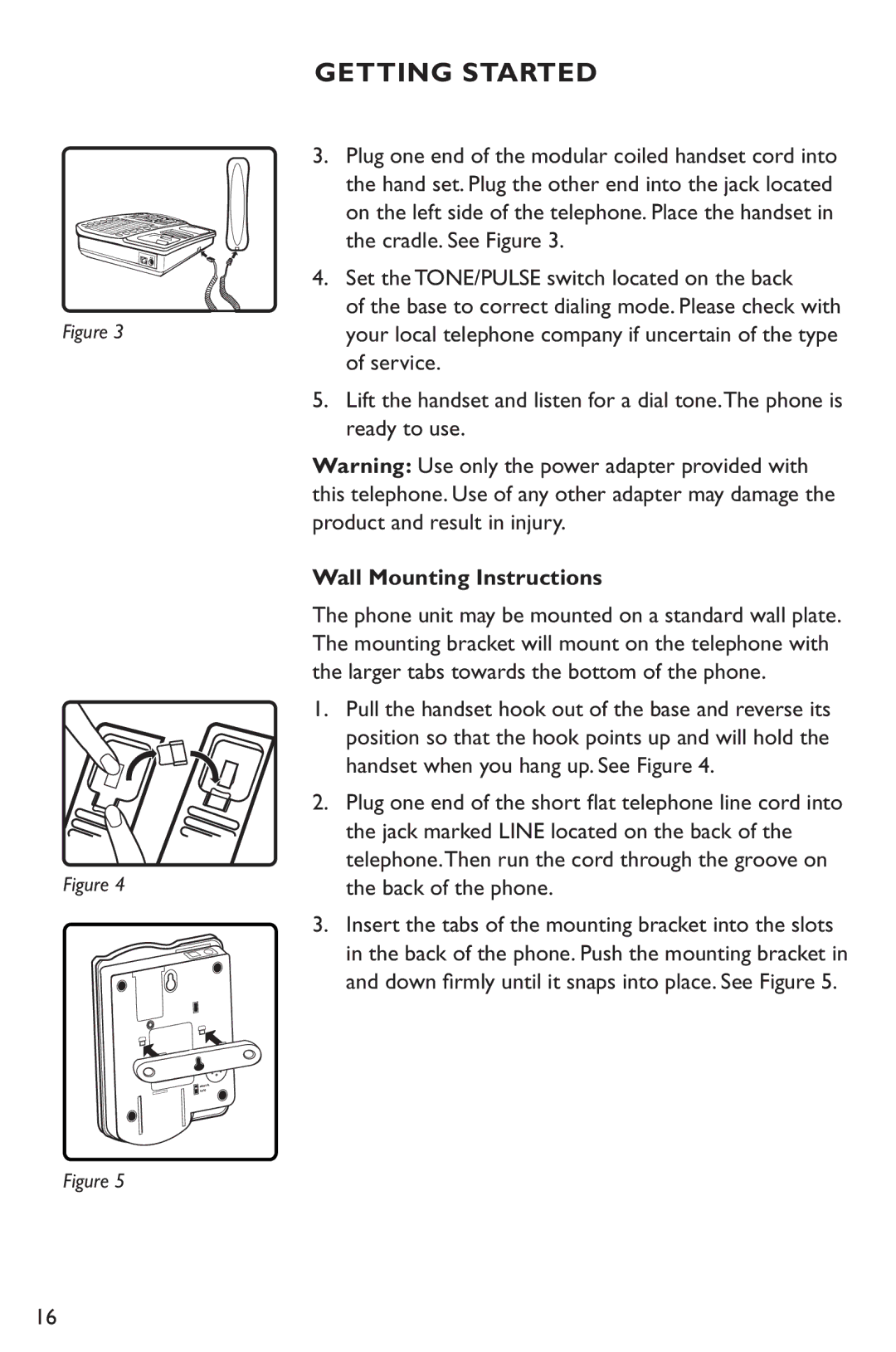 Clarity XL50 manual Wall Mounting Instructions 