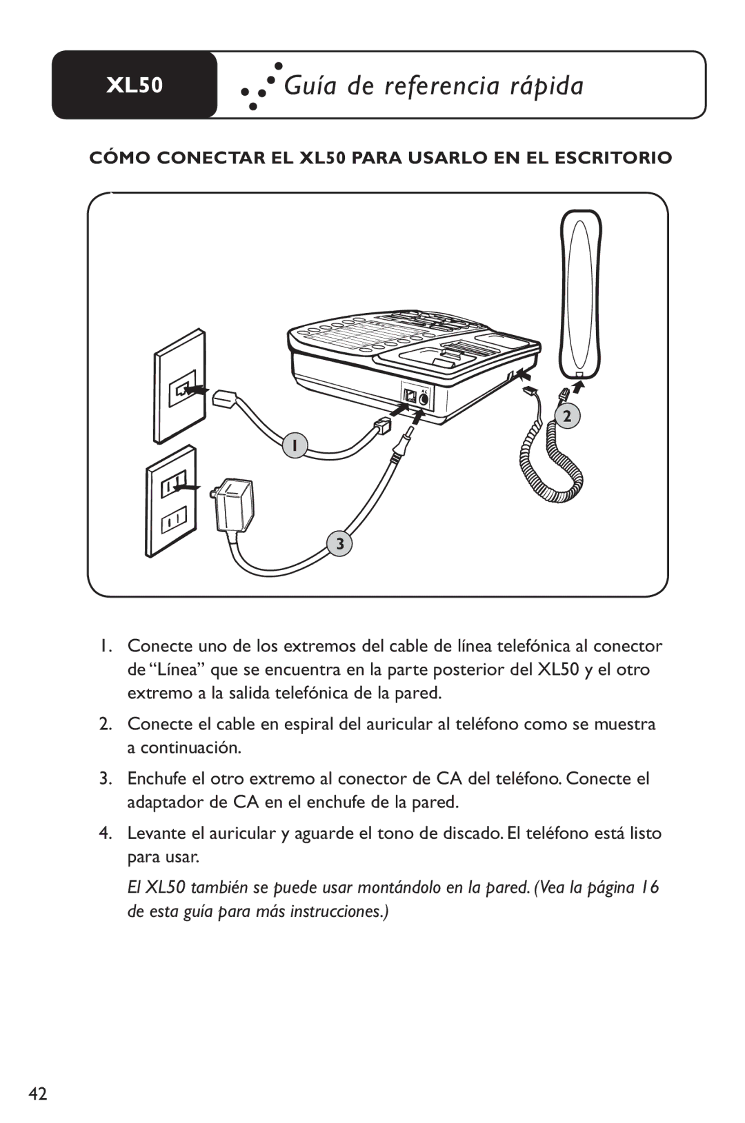 Clarity XL50 manual Guía de referencia rápida 