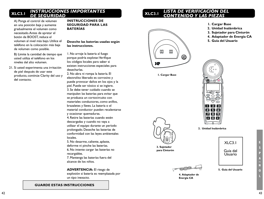 Clarity XLC 3.1 manual XLC3.1 