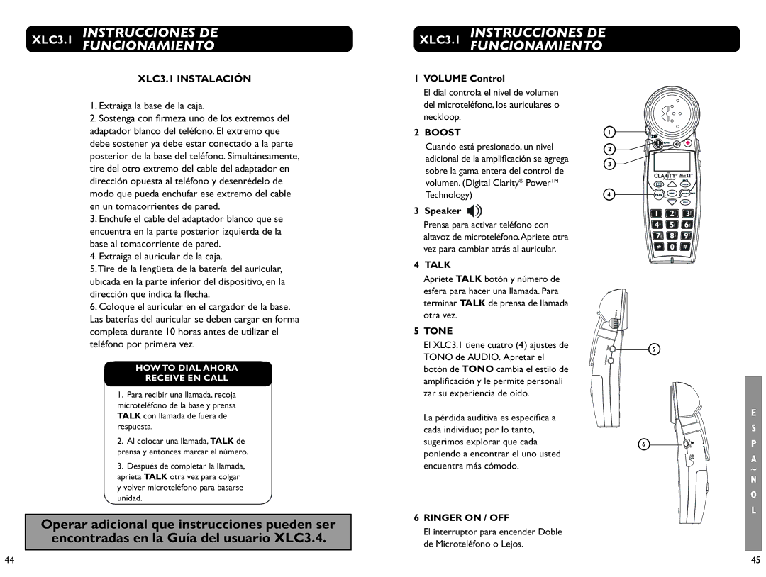 Clarity XLC 3.1 manual XLC3.1 Instrucciones DE Funcionamiento 