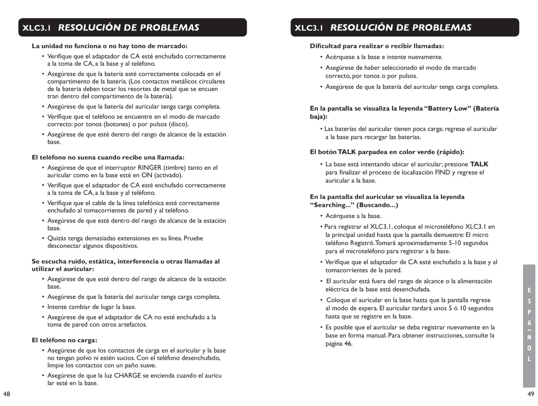 Clarity XLC 3.1 manual XLC3.1 Resolución DE Problemas 