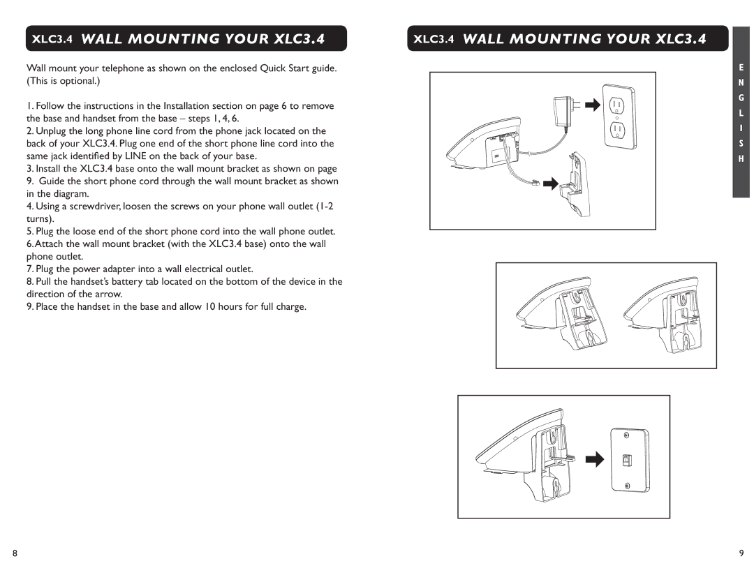 Clarity XLC 3.4 manual XLC3.4 Wall Mounting Your XLC3.4 