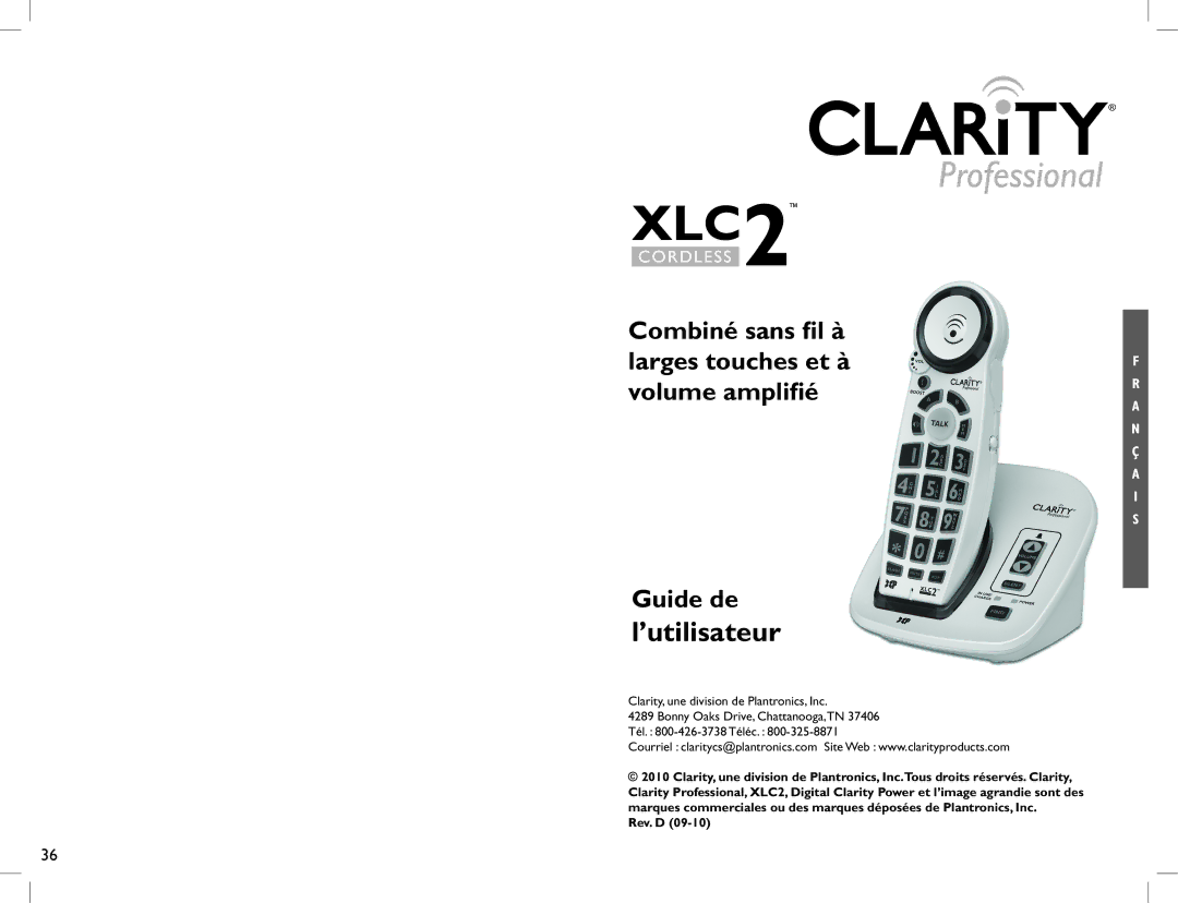 Clarity XLC2 manual ’utilisateur 