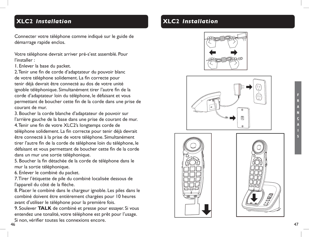 Clarity manual XLC2 Installation, Si non, vérifier toutes les connexions encore 