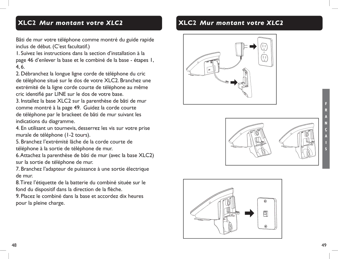 Clarity manual XLC2 Mur montant votre XLC2 