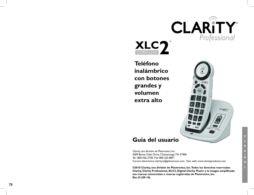 Clarity XLC2 manual Teléfono 