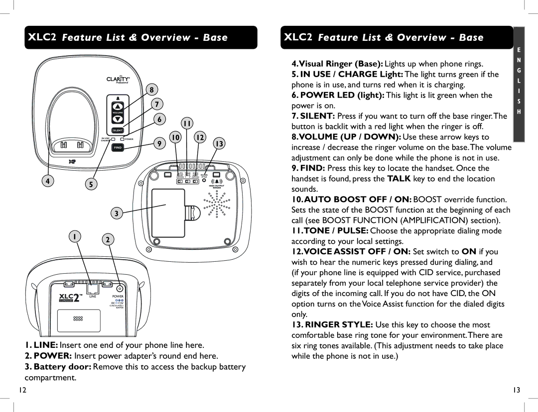 Clarity manual XLC2 Feature List & Overview Base 