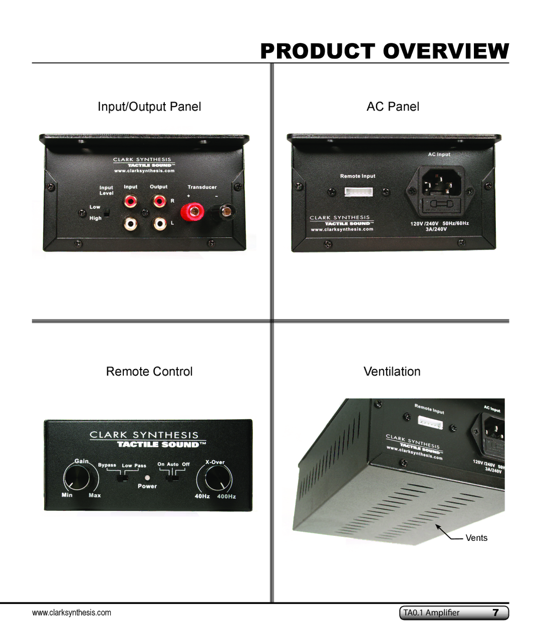 Clark Synthesis TA0.1 owner manual Product Overview 