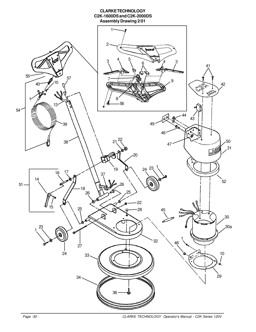 Clarke C2K Series manuel dutilisation C2K-1600DS and C2K-2000DS Assembly Drawing 2/01 