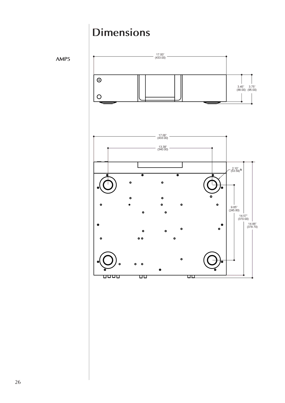 Classe Audio AMP5 owner manual Dimensions 