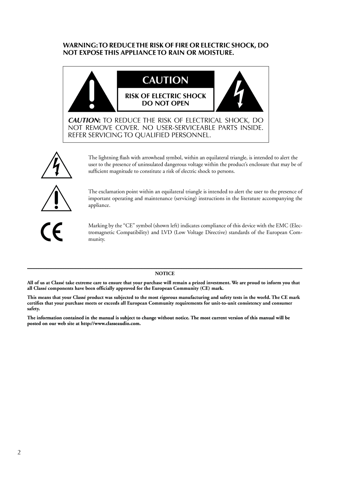 Classe Audio CA-2100 owner manual 