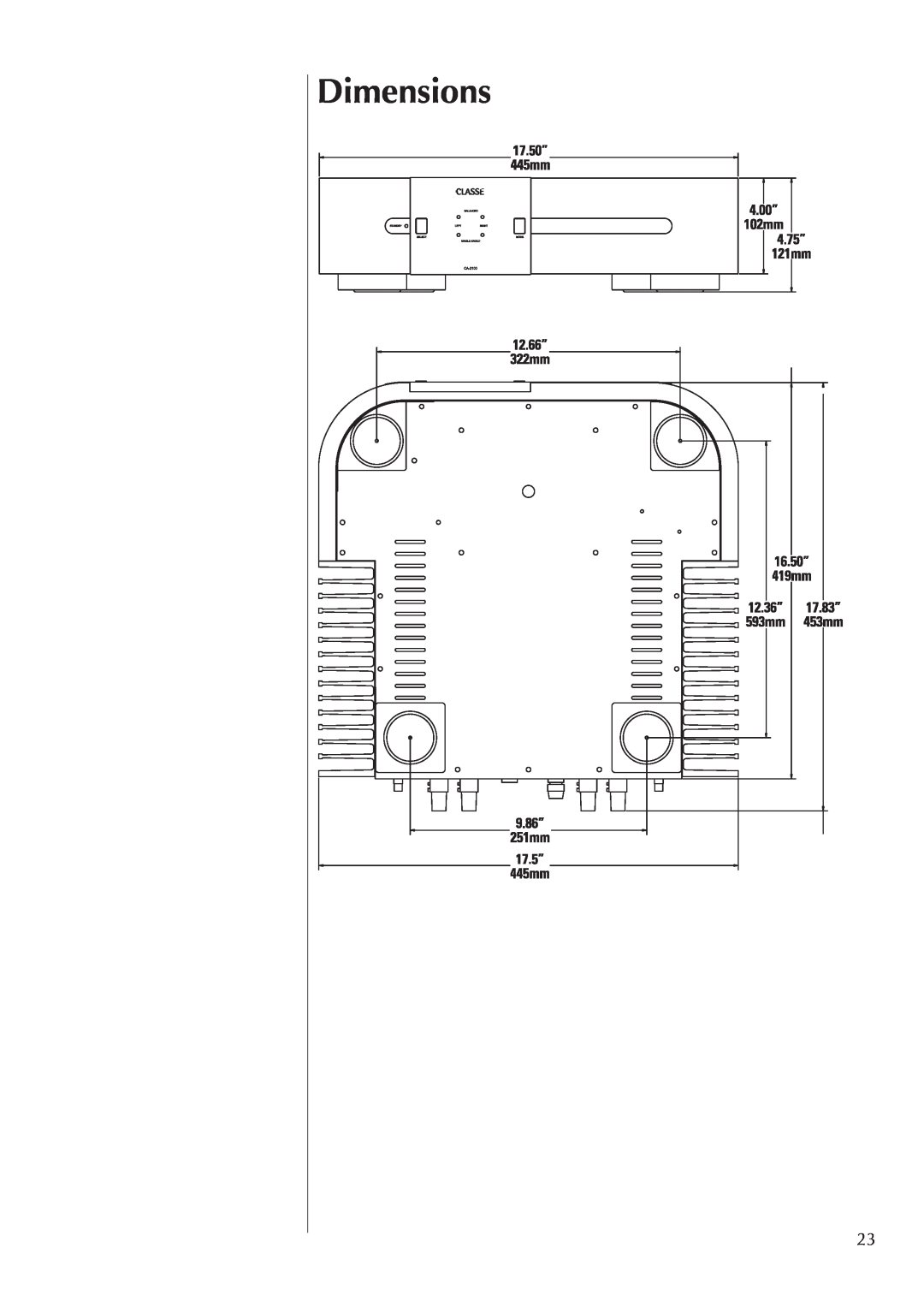 Classe Audio CA-2100 owner manual Dimensions 