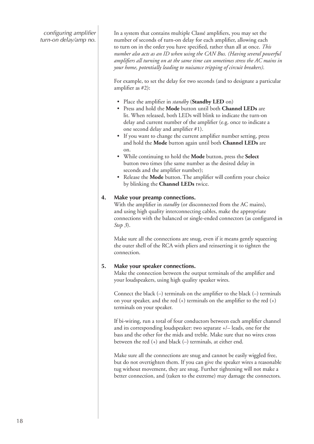 Classe Audio CA-2200 owner manual Make your preamp connections, Make your speaker connections 