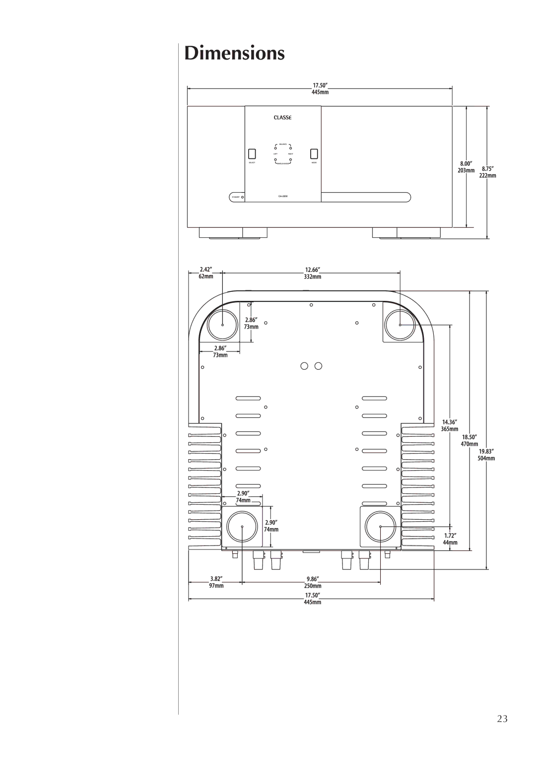 Classe Audio CA-2200 owner manual Dimensions 