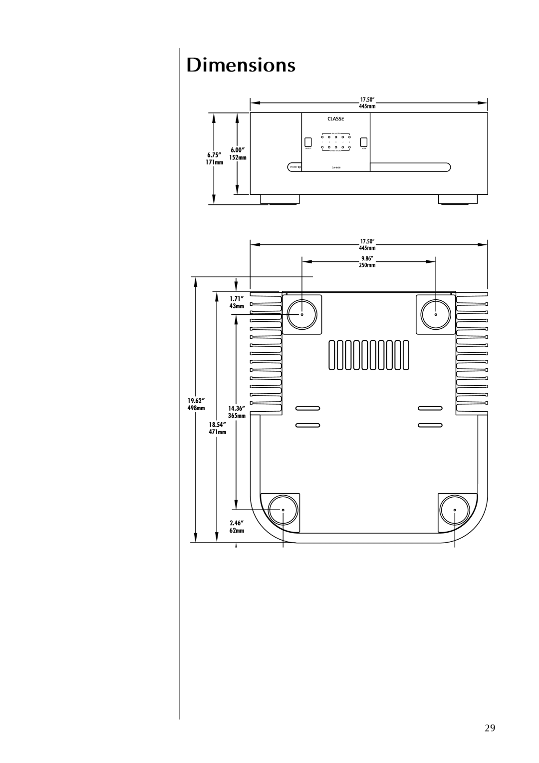 Classe Audio CA-5100 owner manual Dimensions 