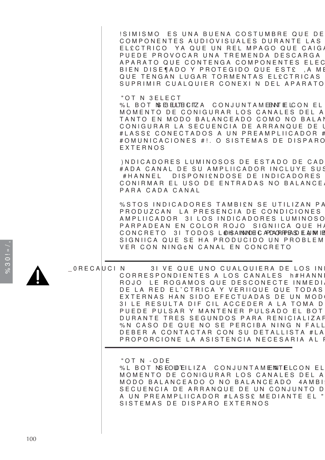 Classe Audio CA-5100 owner manual ¡Precaución, Botón Select, Indicadores luminosos de estado de cada canal, Botón Mode 