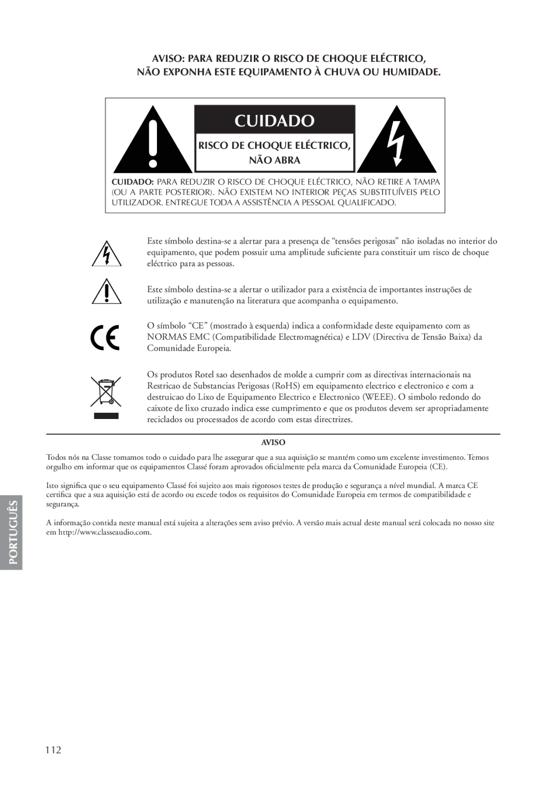 Classe Audio CA-5100 owner manual Português, 112 