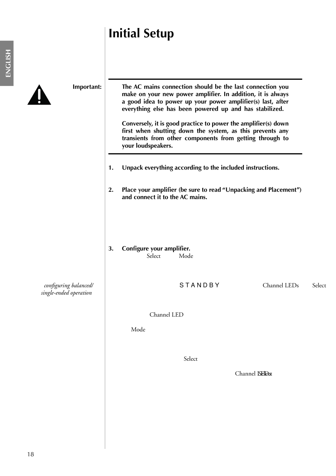 Classe Audio CA-5100 owner manual Initial Setup, Conﬁgure your ampliﬁer 