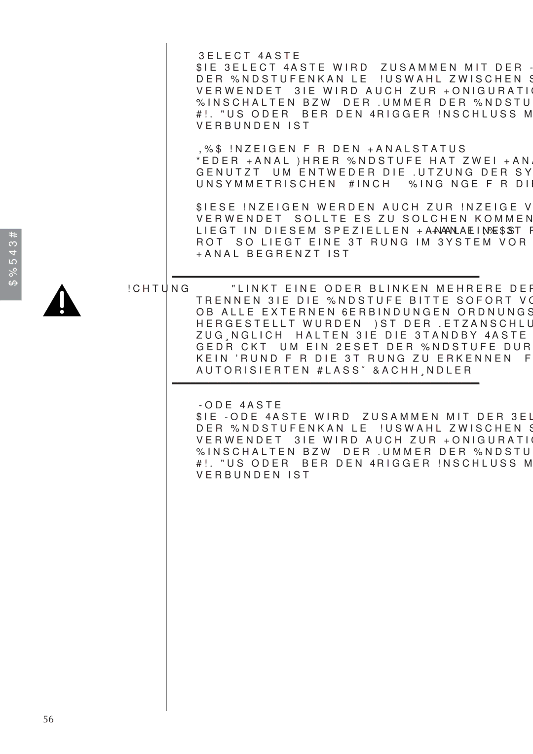 Classe Audio CA-5100 owner manual Achtung Select-Taste, LED-Anzeigen für den Kanalstatus, Mode-Taste 