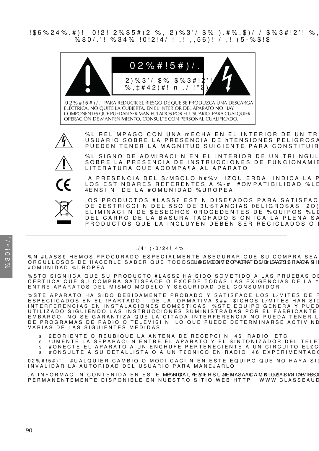 Classe Audio CA-5100 owner manual Precaucion 