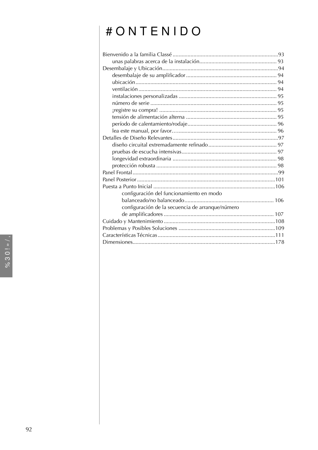 Classe Audio CA-5100 owner manual Contenido 